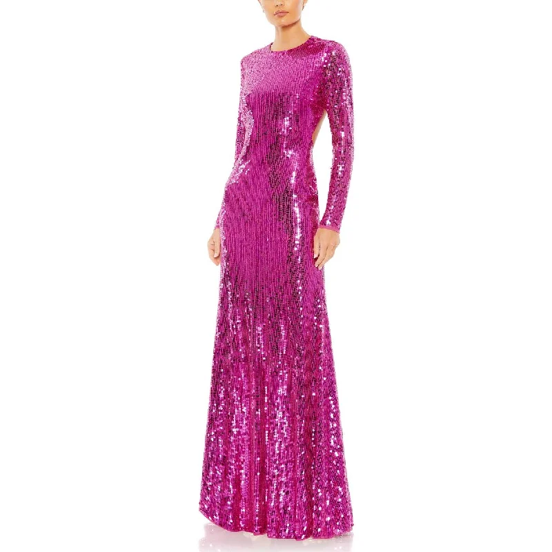 Womens Sequined Open Back Evening Dress Elegant Sequin Gown