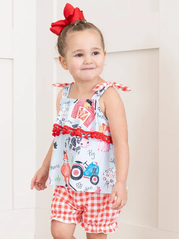 Red Gingham Farm Ruffle Outfit