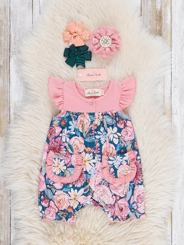 Dusty Rose Watercolor Ruffle Romper