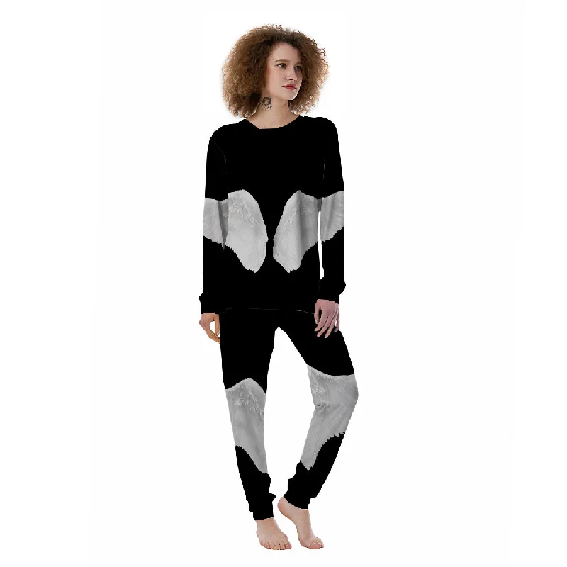 Angel Wings White Print Women's Pajamas Family matching pajama sets