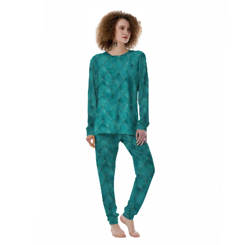 Argyle Turquoise Print Pattern Women's Pajamas Women's pajama sets