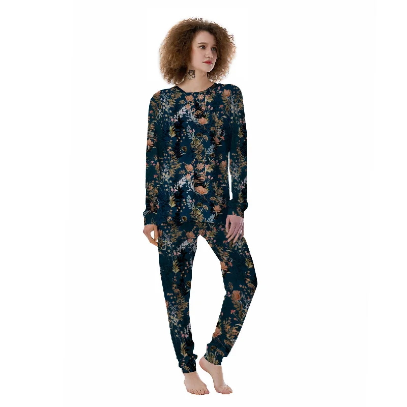 Autumn Vintage Print Pattern Women's Pajamas Cozy winter pajama sets