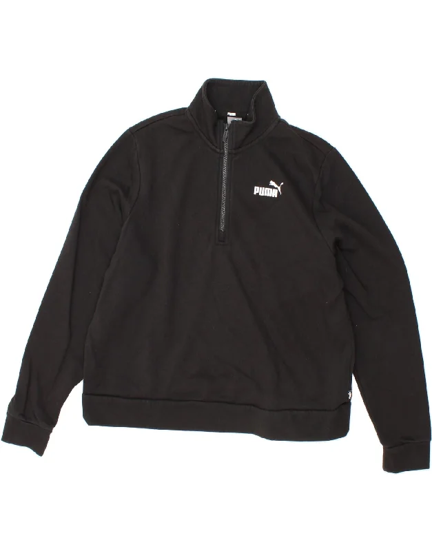 PUMA Womens Zip Neck Sweatshirt Jumper UK 18 XL Black Cotton Eco-friendly sweaters