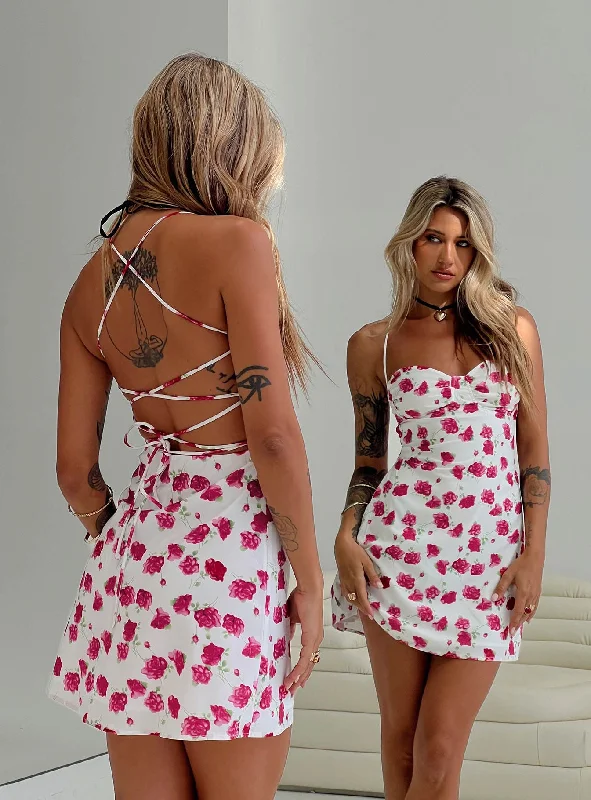 Arslan Mini Dress White Floral Elegant mini dresses