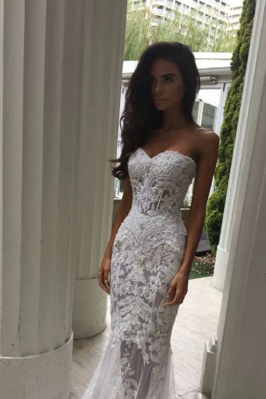 Hot Selling Sweetheart Wedding Dresses Sheath With Applique And Beads Sweep Train Wedding Gown Set Hot Selling Sweetheart Wedding Dresses Sheath With Applique And Beads Sweep Train Wedding Gown Set