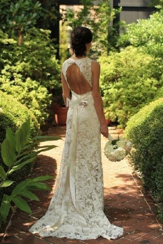 2024 Sheath Sleeveless Open Back Mermaid Lace V-neck Sweep Train Wedding Dresses Embroidered Wedding Dress 2024 Sheath Sleeveless Open Back Mermaid Lace V-neck Sweep Train Wedding Dresses Embroidered Wedding Dress