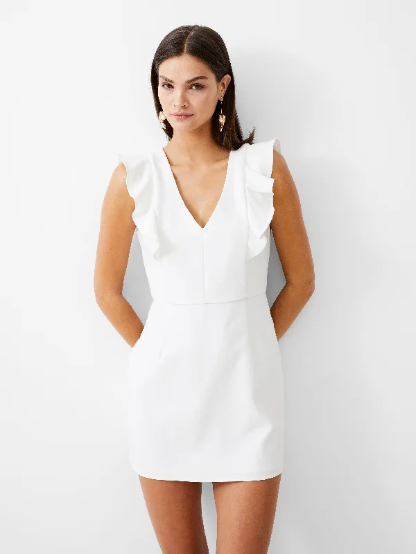 Frill Vee Tailored Mini Dress Wedding Dress Long