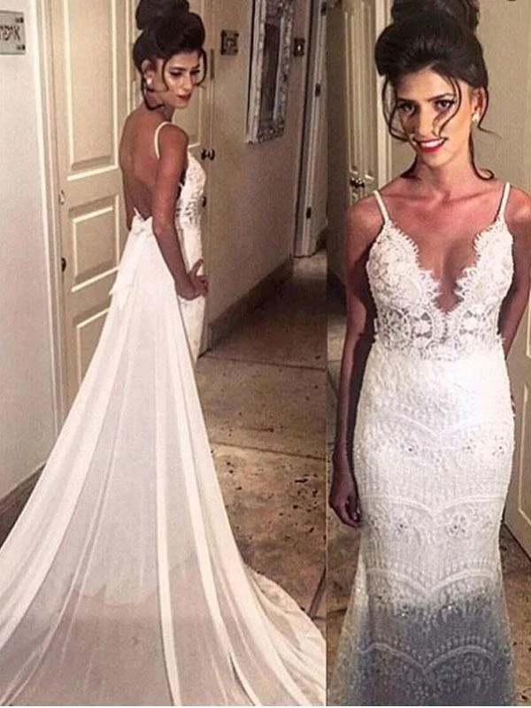 Mermaid Spaghetti Open Back Lace Wedding Dresses.Cheap Wedding Dresses, WDY0283 Classic Bridal Dress Mermaid Spaghetti Open Back Lace Wedding Dresses.Cheap Wedding Dresses, WDY0283 Classic Bridal Dress