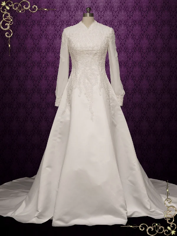 Ready to Wear Modest Vintage Lace Wedding Dress with Long Sleeves SHALINA Beautiful Lace Gown Ready to Wear Modest Vintage Lace Wedding Dress with Long Sleeves SHALINA Beautiful Lace Gown