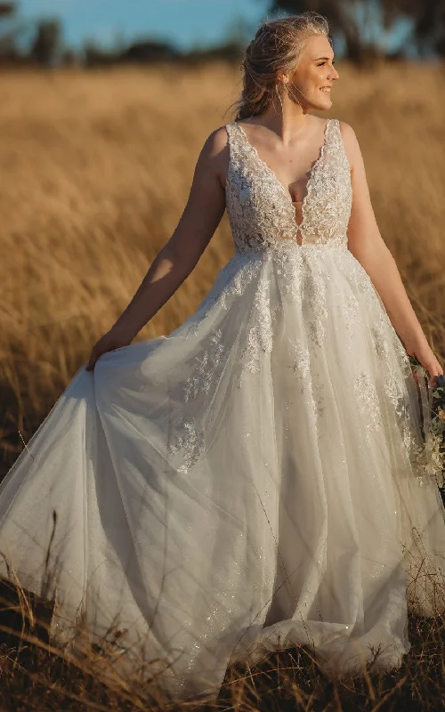 Romantic Floral Plus Size Beach Country A-Line Boho Lace Dress for Wedding Princess Charming Ethereal Tulle Sleeveless V-Neck Bridal Gown Simple Wedding Dress Romantic Floral Plus Size Beach Country A-Line Boho Lace Dress for Wedding Princess Charming Ethereal Tulle Sleeveless V-Neck Bridal Gown Simple Wedding Dress