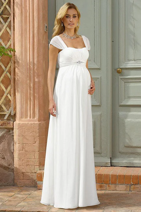 Sheath Cap Sleeve Empire Square Neck Jeweled Chiffon Wedding Dress-MK_702686 Modern Wedding Gown Sheath Cap Sleeve Empire Square Neck Jeweled Chiffon Wedding Dress-MK_702686 Modern Wedding Gown