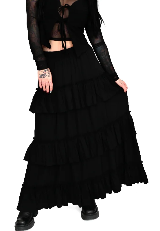 Foxblood - Leah Ruffle Black - Skirt Long unclassified skirts