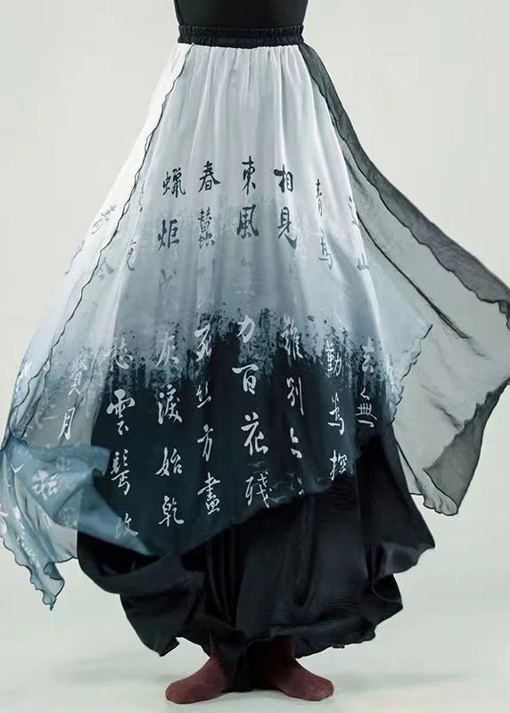 Italian Black Asymmetrical Elastic Waist Cotton Skirt Spring Smocked unclassified skirts