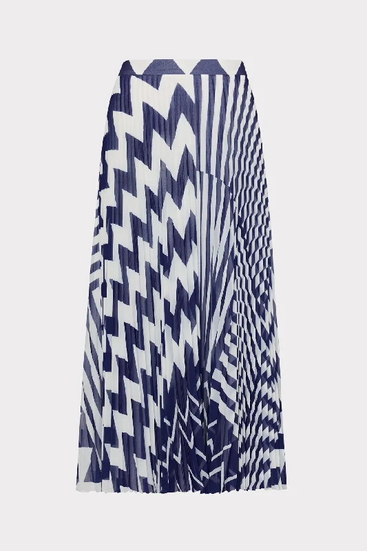 Otha Patchwork Chevron Pleated Skirt A-line unclassified skirts