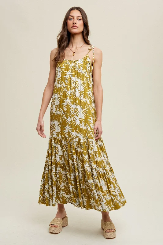 Dark Yellow Printed Maxi Dress Fashion-forward maxi dresses