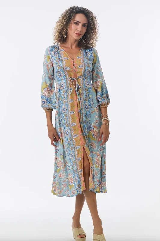 Ivy Maxi Dress- Aqua Blooms Clubbing maxi dresses