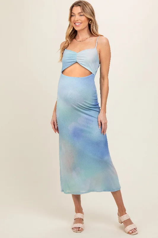 Light Blue Tie Dye Maternity Maxi Dress Best maxi dresses for date night