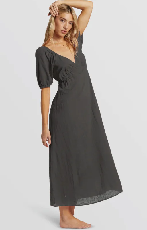 Love Fade Puff Sleeve Maxi Dress - Black Sands Goth maxi dresses