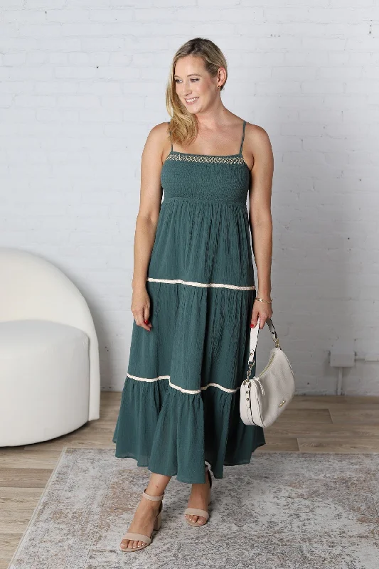 Maris Smocked Maxi Dress - Teal - FINAL SALE Strapless maxi dresses