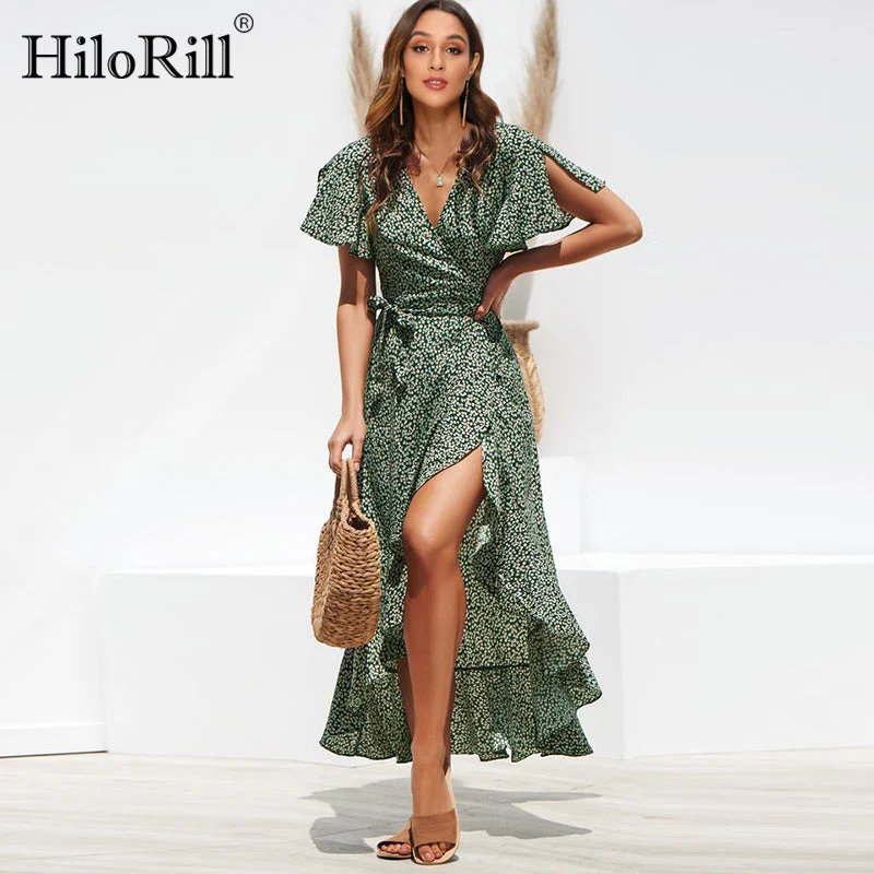 Summer Beach Maxi Dress Women Floral Print Boho Long Chiffon Dress Ruffles Wrap Casual V-Neck Split Sexy Party Dress Robe Femme Best value maxi dresses Summer Beach Maxi Dress Women Floral Print Boho Long Chiffon Dress Ruffles Wrap Casual V-Neck Split Sexy Party Dress Robe Femme Best value maxi dresses
