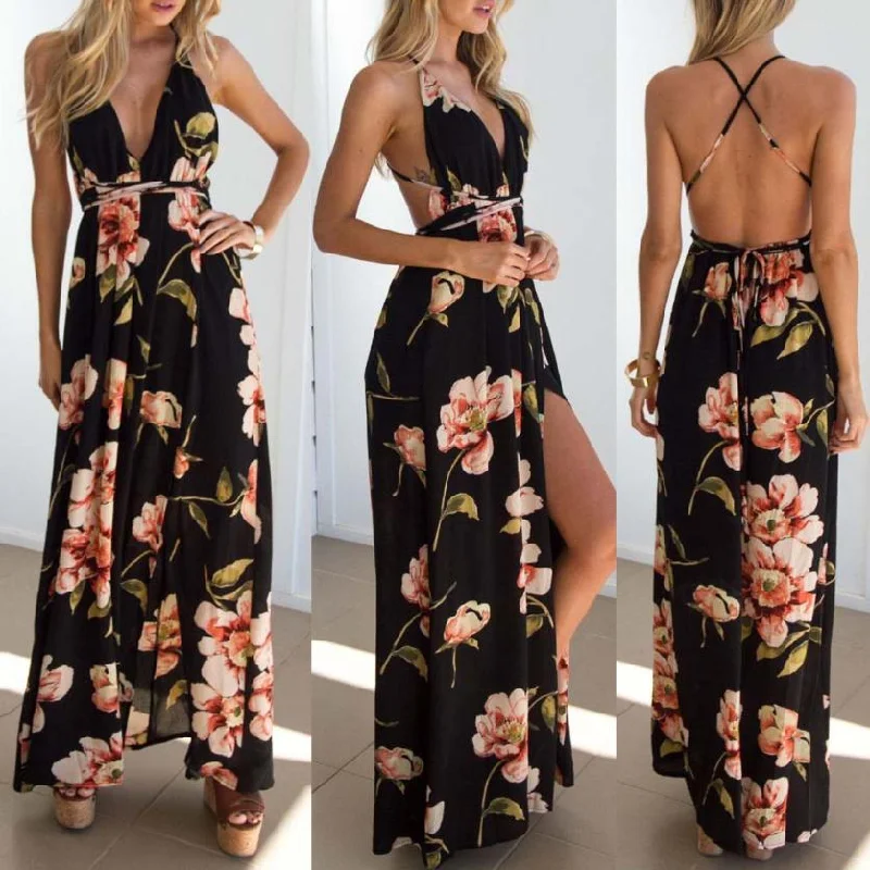 Summer dress 2019 Floral Vestidos Mujeres Sexy Maxi Dress Long Pleated Dresses Backless robe femme robe longue evenning-dress Luxury maxi dresses Summer dress 2019 Floral Vestidos Mujeres Sexy Maxi Dress Long Pleated Dresses Backless robe femme robe longue evenning-dress Luxury maxi dresses
