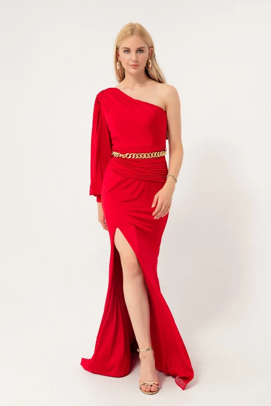 Woman One -Shoulder Chain Long Evening Dress Dress Prom maxi dresses