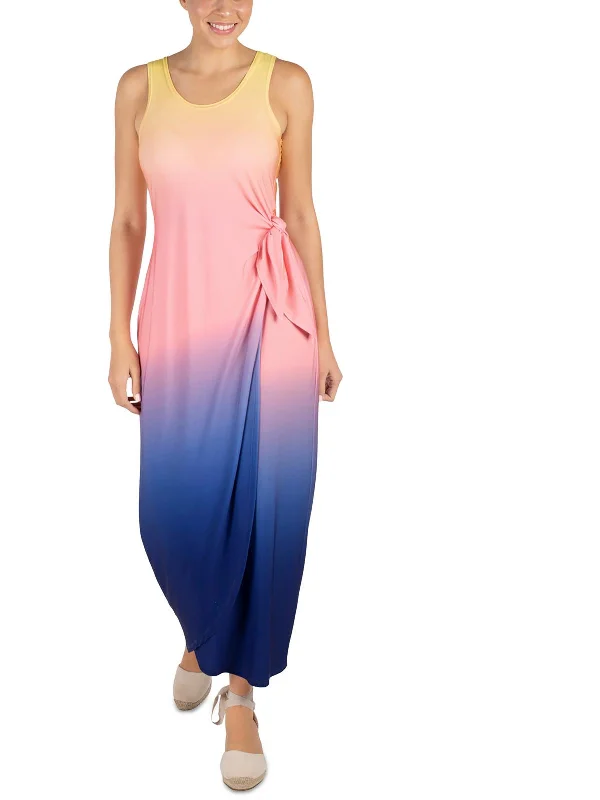 Womens Side Tie Tea Length Maxi Dress Flowing Maxi Skirt