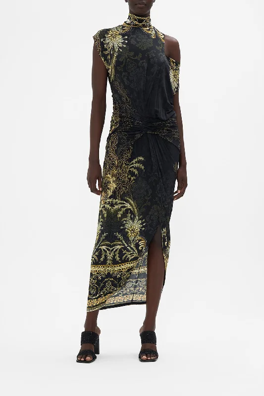 GATHERED COLUMN JERSEY DRESS THE NIGHT IS NOIR Long unclassified dresses