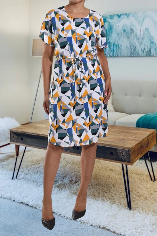 Multi Print Tie Front Dress Polka dot unclassified dresses