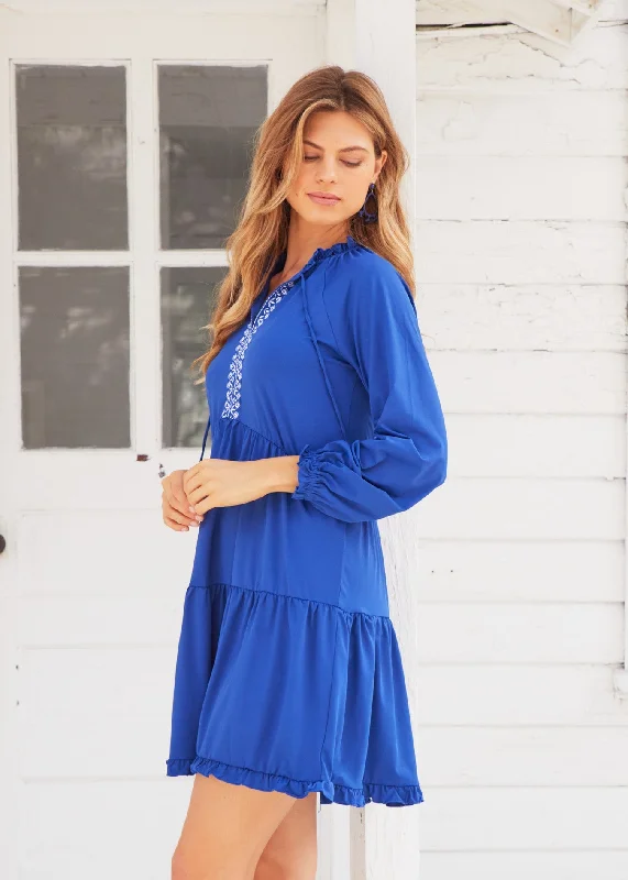 Navy Tiered Ruffle Dress Flowy unclassified dresses