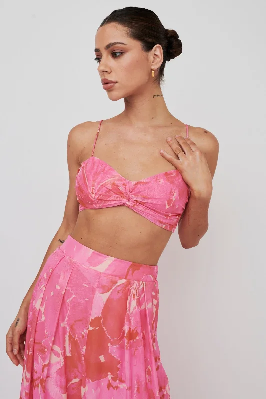 Tammi Tied Back Crop Top Print Blush Dark color unclassified dresses